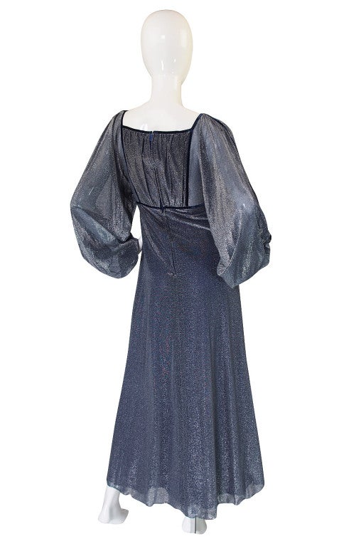 Women's 1970s Janice Wainwright Silver Metallic Maxi Dress For Sale