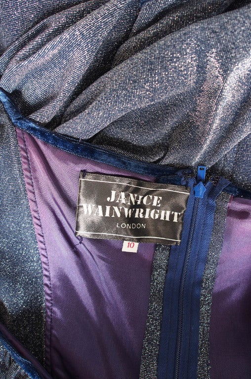 1970s Janice Wainwright Silver Metallic Maxi Dress For Sale 6