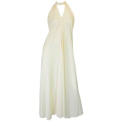 Retro 1970s Frank Usher Off White Jersey Goddess Dress