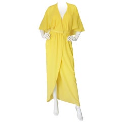 1970s Yellow Crepe Halston Dress