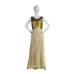 Antique 1960s Mesh & Metallic Lace Gown