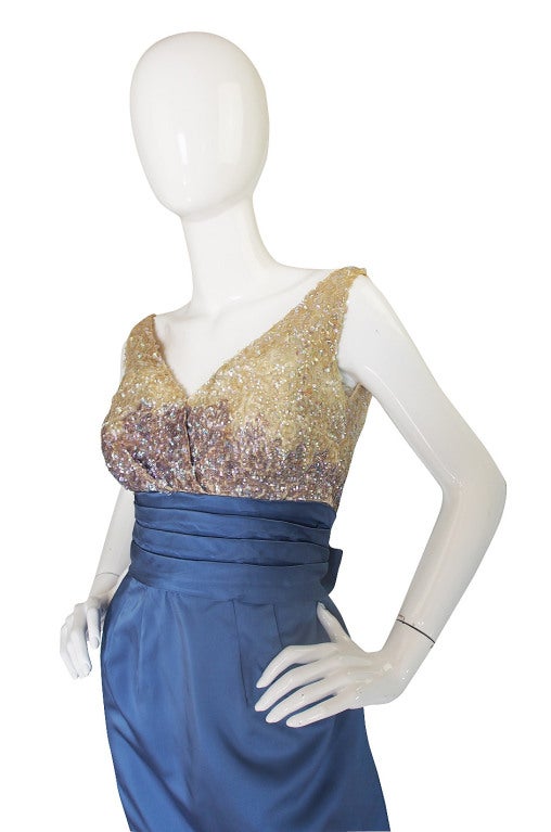 1950s Ombre Sequin & Silk Kay Selig Dress For Sale 2
