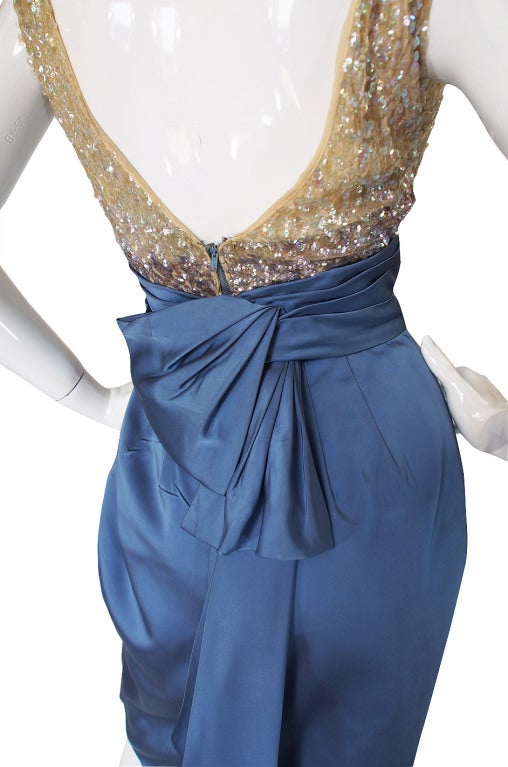 1950s Ombre Sequin & Silk Kay Selig Dress For Sale 5