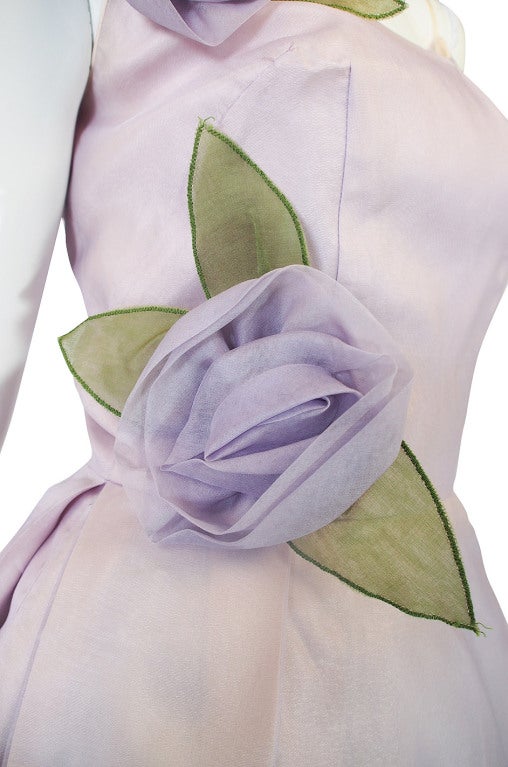 1950s Lavender Floral Dress 3