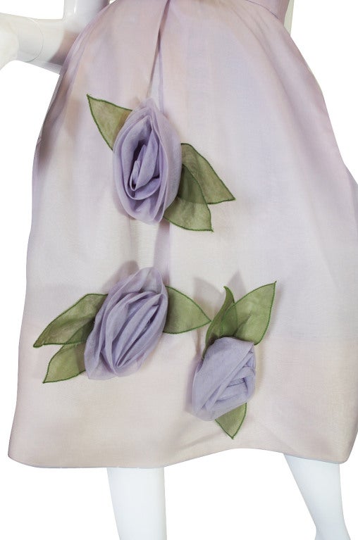 1950s Lavender Floral Dress 4