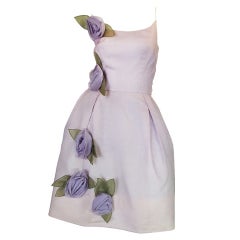 1950s Lavender Floral Dress
