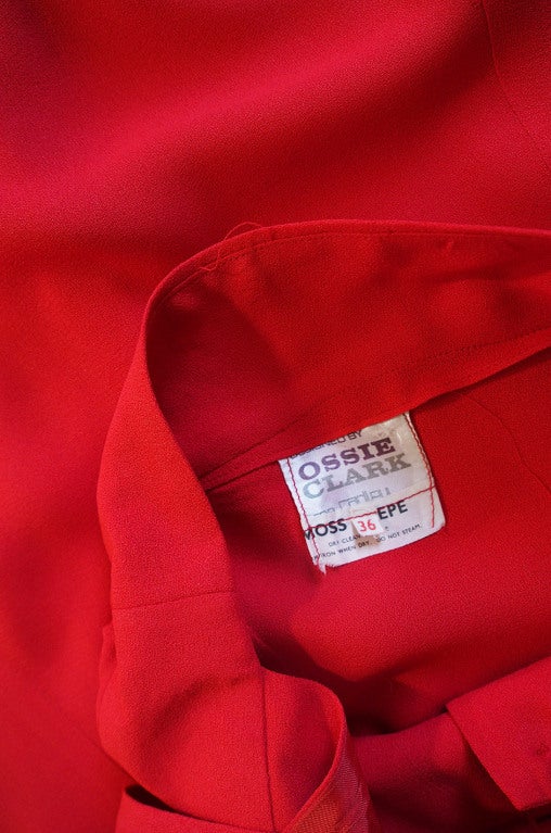 1970s Plunge Halter Ossie Clark Red Dress 6
