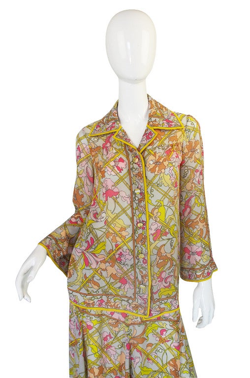 1960s Floating Silk Chiffon Emilio Pucci Skirt & Top Set In Excellent Condition In Rockwood, ON