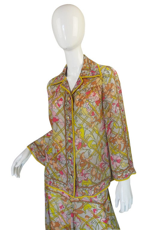 Women's 1960s Floating Silk Chiffon Emilio Pucci Skirt & Top Set