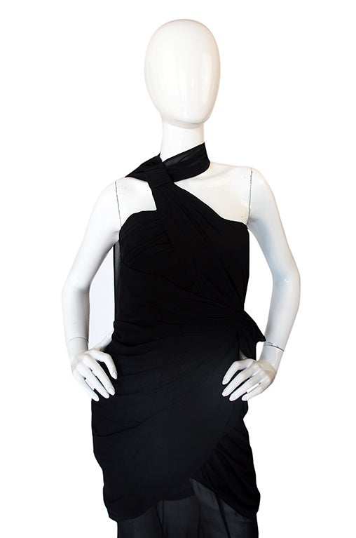1980s Thierry Mugler Silk Sheer Panel Dress