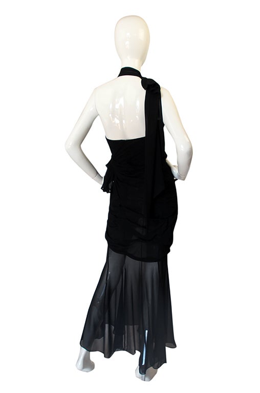 1980s Thierry Mugler Silk Sheer Panel Dress 2