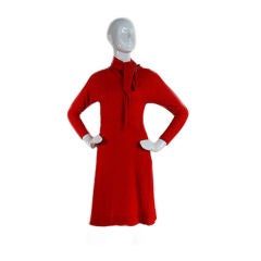 1970s Red Halston Day Dress