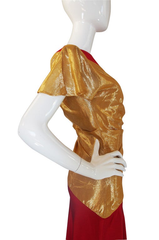 1980s Bruce Oldfield Red & Gold Silk Gown For Sale 4