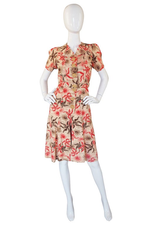 1940s Starfish Playsuit Dress with Shorts! at 1stDibs
