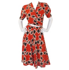 1940s Amazing Pin Up Wrap Skirt Set Vintage 1940s Amazing Pin Up Wrap Skirt Set