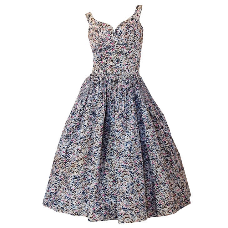 1950s Suzy Perette Spring Silk Dress For Sale