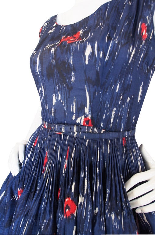 1950s Madeleine Fauth Silk Print Dress For Sale 3