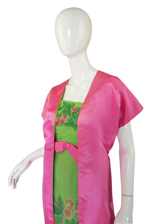 1950s Philip Hulitar Strapless Silk Dress & Skirted 1/2 Jacket 1