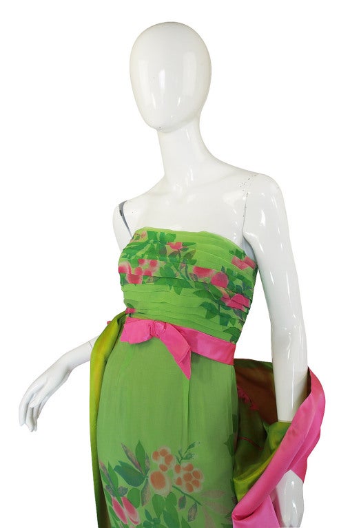 1950s Philip Hulitar Strapless Silk Dress & Skirted 1/2 Jacket 3