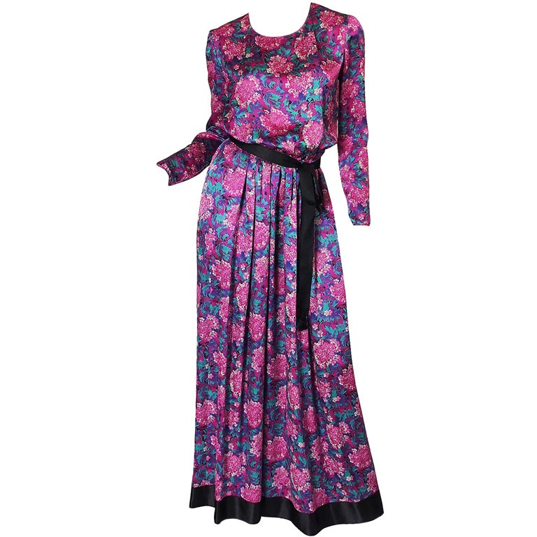 1970s Chanel Silk Satin Maxi Dress