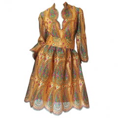 Documented 1968 Bill Blass Gold Dress at 1stDibs