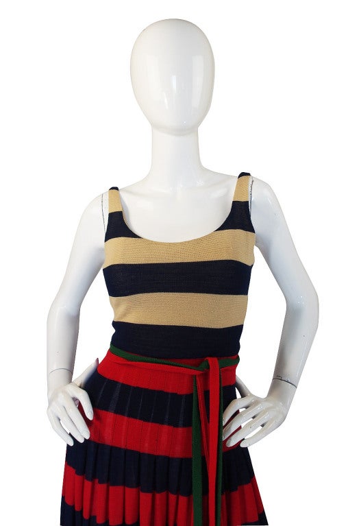 Women's 1970s Lanvin Striped Knit Maxi Dress