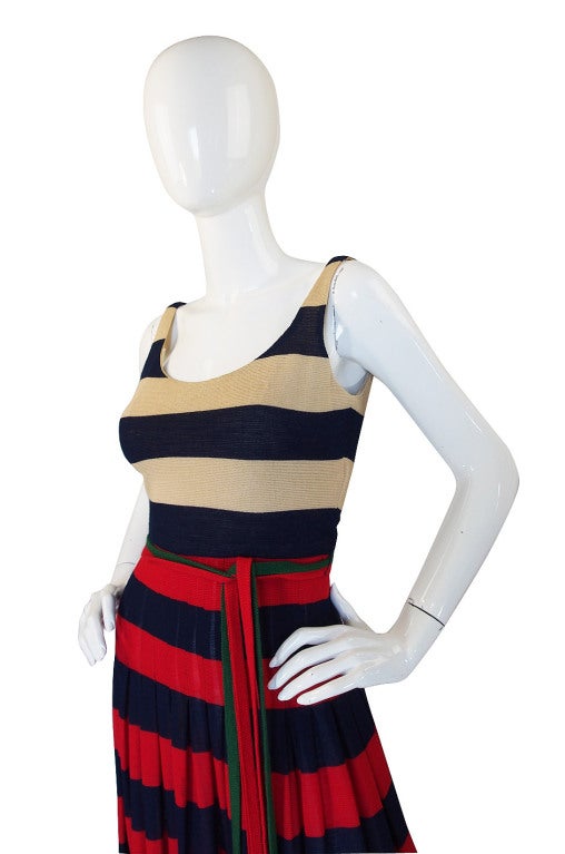 1970s Lanvin Striped Knit Maxi Dress 1