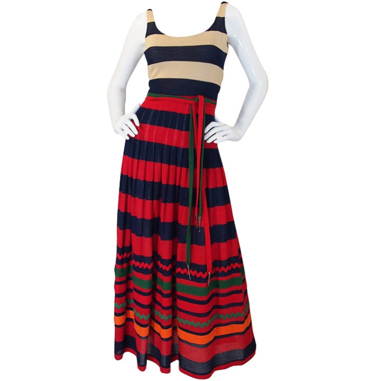 1970s Lanvin Striped Knit Maxi Dress