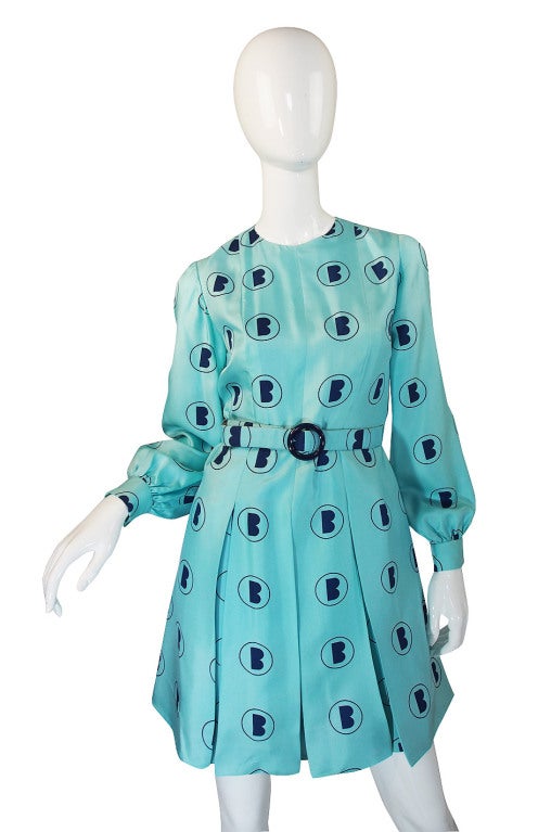1960s Turquoise Barocco Silk Dress Set For Sale 3