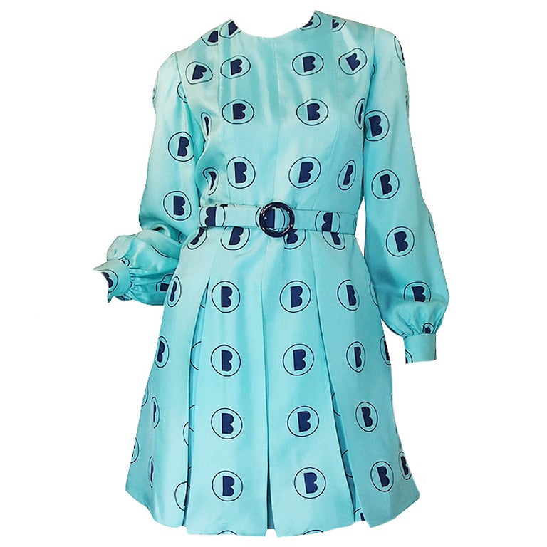 1960s Turquoise Barocco Silk Dress Set For Sale