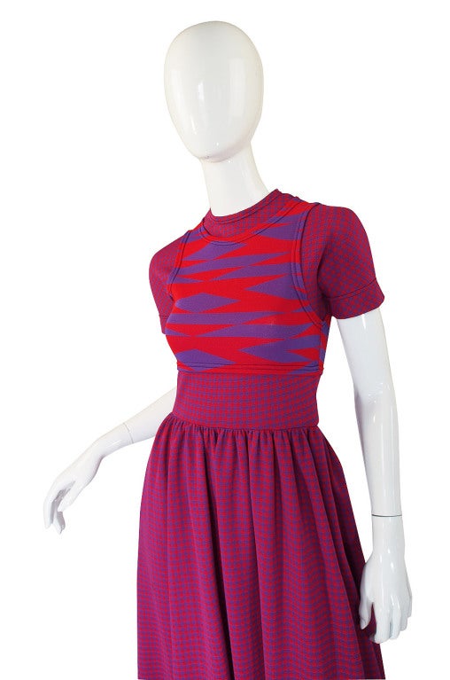Women's 1971 Checked Raspberry Rudi Gernreich Maxi Dress