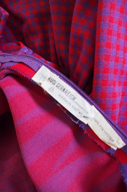 1971 Checked Raspberry Rudi Gernreich Maxi Dress at 1stDibs