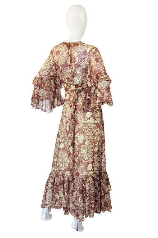 Women's 1960s Ruffled Gina Fratini Maxi Dress