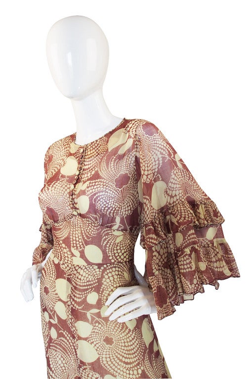 1960s Ruffled Gina Fratini Maxi Dress 2
