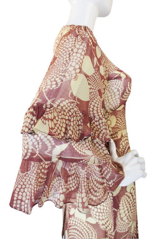 1960s Ruffled Gina Fratini Maxi Dress 4