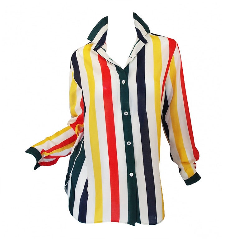 1977 Christian Dior Striped Top For Sale