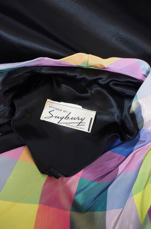 1940s Slipper Satin & Taffeta Plaid Gown For Sale 3