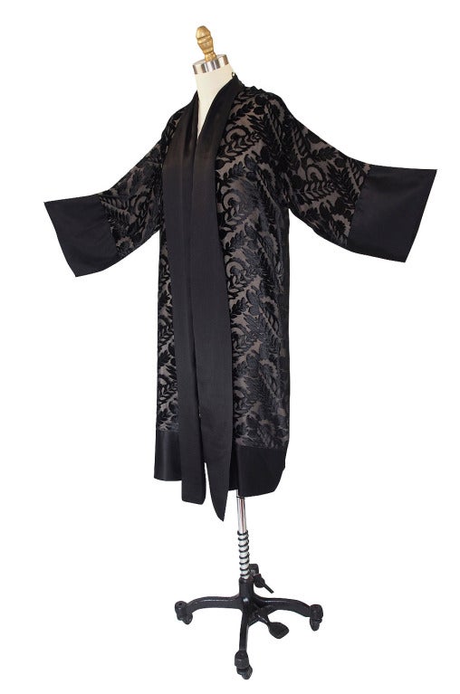 1920s Silk Devore & Chiffon Flapper Robe 1