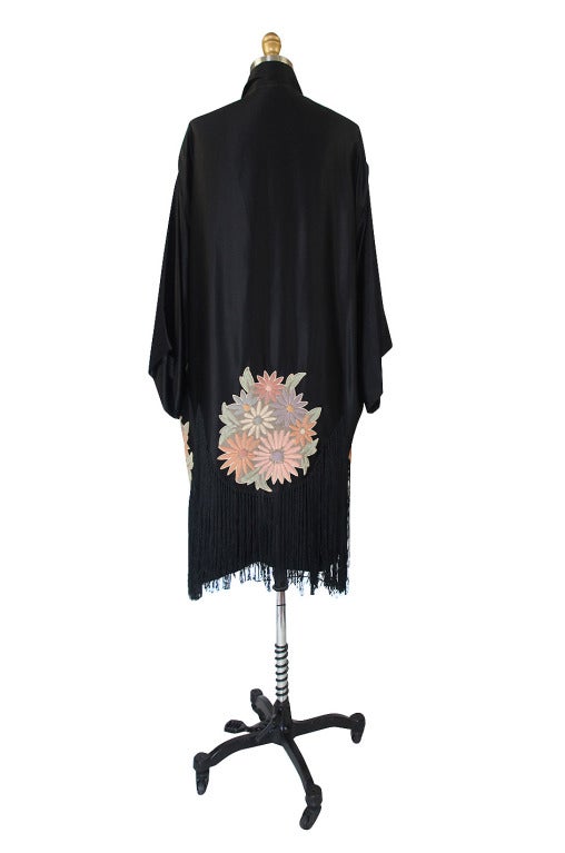 Women's 1920s Padded Flower Fringe Flapper Robe