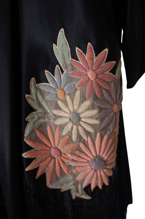 1920s Padded Flower Fringe Flapper Robe 5
