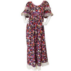 1960s Gina Fratini Lace Trimmed Floral Print Dress 3