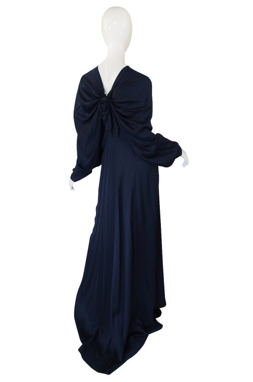 c2000s Yves Saint Laurent Midnight Blue Silk Bias Cut Dress In Excellent Condition In Rockwood, ON