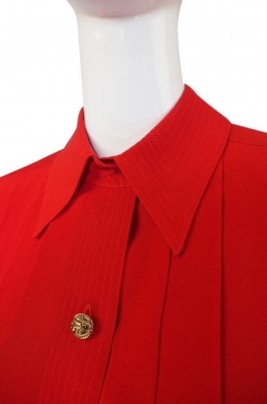 1970s Red Silk Chanel Dress & Belt 2