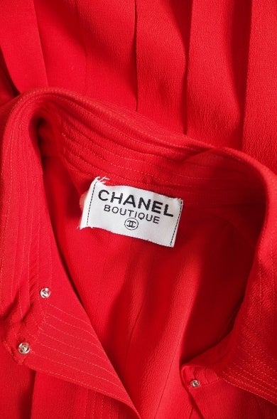 1970s Red Silk Chanel Dress & Belt 4