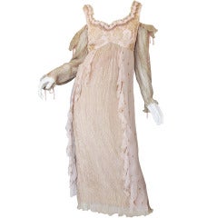 Vintage 1970s Zandra Rhodes Hand Painted Gown