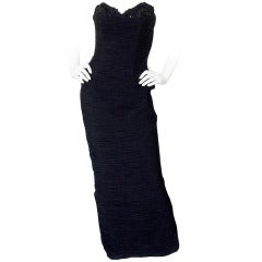 1980s Vicky Tiel Couture Ruched Silk Chiffon Beaded Dress 5