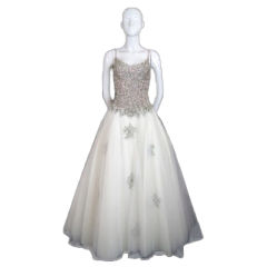 Vintage 1960s Sequin Snowflake Tulle Gown