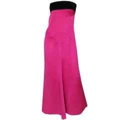 1970s YSL Shocking Pink Strapless Gown