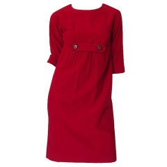 Rare 1959 Jame Galanos Red Felt Dress