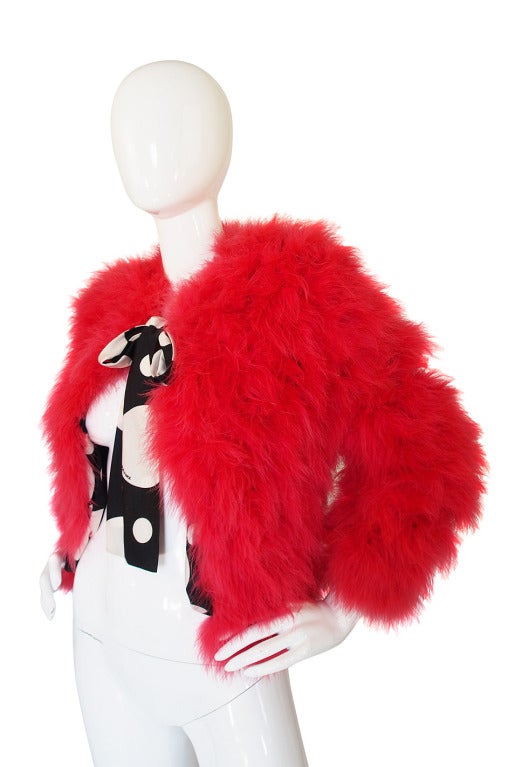 Women's 1970s Donald Brooks Cherry Feather Jacket For Sale